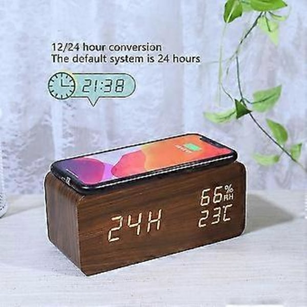 Digital Väckarklocka, Temperatur- och Luftfuktighetslarm LED Elektronisk Klocka Smartphone Trådlös