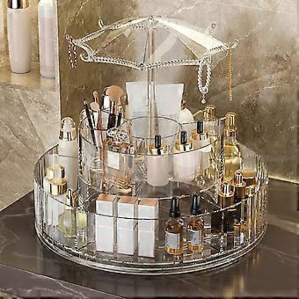 Roterende kosmetikdisplay, roterende makeup-organisator 360 rund drejeskive opbevaringsbakke kosmetikdisplay pålidelig og holdbar