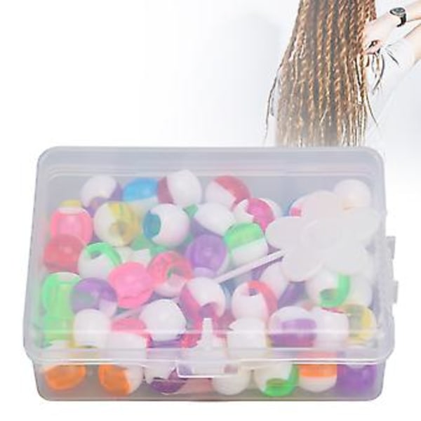 75 kpl Akryyliset hiushelmet Värikkäät DIY-hartsi Dreadlock-helmet Tarvikkeet hiusneulalla juhliin ja häihin