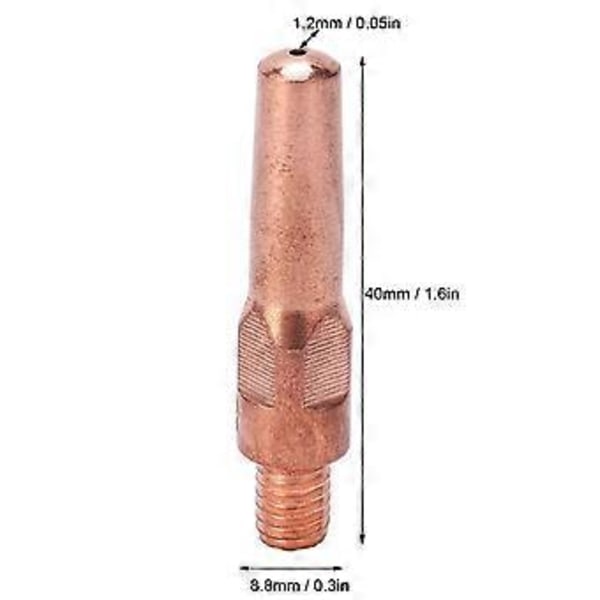 10 kpl Kosketuskärki Kuparijohtavat Suuttimet Hitsauspolttimon Kulutustarvikkeet 8,8x40x1,2mm