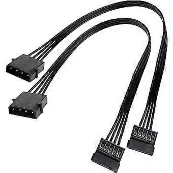 Molex IDE 4 Pin Han til 15 Pin Hun SATA Strøm Konverter Adapter Kabel Harddisk HDD SSD Strømforlængerkabel, 2 Pakke