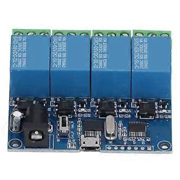 Relämodul 4 Kanaler LED-indikator Övergångsskydd 8-bitars Mikrokontrollerchip USB Lång Livslängd Reläbrytare