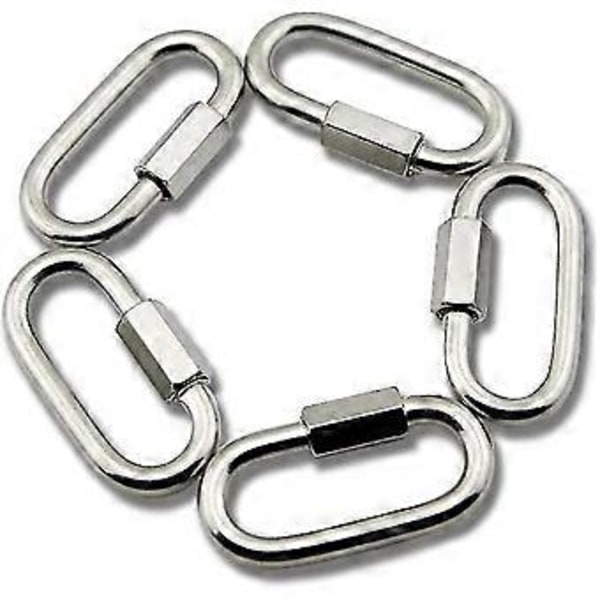 M6 Rustfritt Stål Hurtigkobling D Form Snap Krok Kjedelenker 5stk Hy