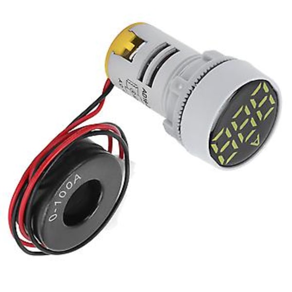 Digital Strömmätare Kristallpanel Amperemeter Rund Signalindikator AC 220V AD16‑22DSAGul