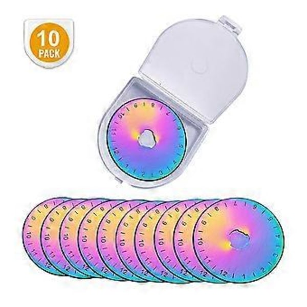 45 mm roterende kutterblader, påfyll av stoffskjæreblader for quilting, scrapbooking, sying, kunst og håndverk, 10-pakning, flerfarget