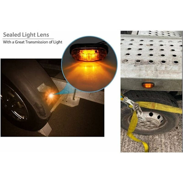6 x sidomarkeringsljus 12V 24V orange LED-sidomarkeringsljus sidomarkeringsljus LED-sidomarkeringsljus för bil släpvagn husvagn motorcykel M