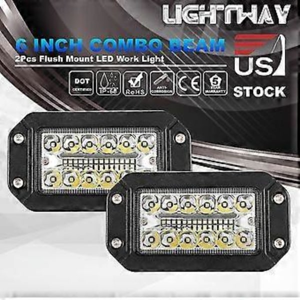 2 stk 12v 6 Tommers Innfelt Arbeidslys 26 Led Super Bil Frontlykter