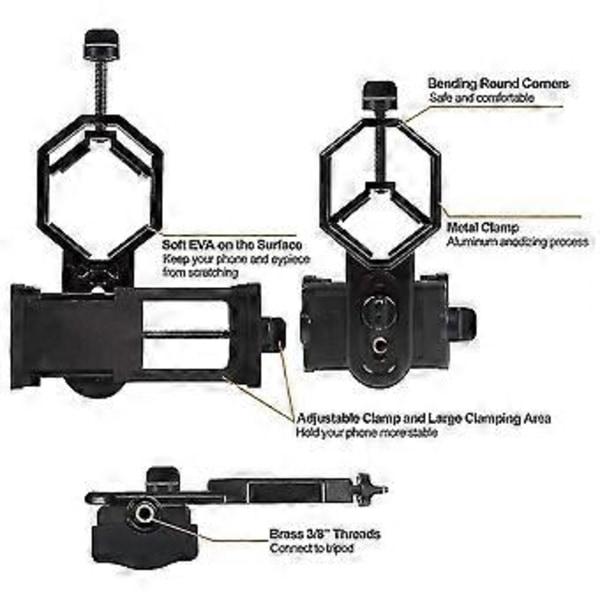 Universell Teleskop Kamera Adapter Mobiltelefon Adapter Feste Klemme Brakett Holder For Spotting Kompatibel