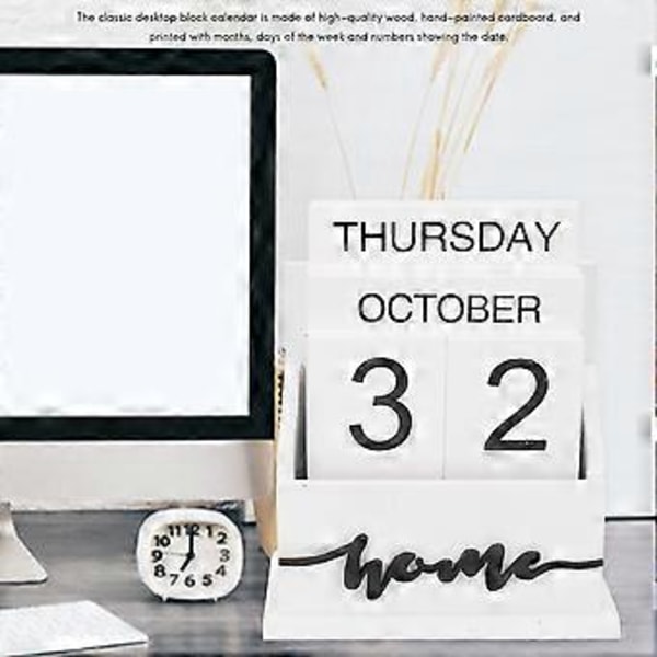 Trä Kalender med Snäckskalsdesign Permanent Träskrivbordskalender Vecka Månad Datumvisning Hemmakontorsdekoration
