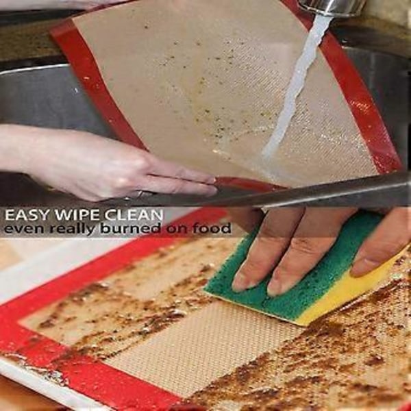 3-pakning Silikon Bakeunderlag, Non-Stick Vaskbar Gjenbrukbar Bakeplate Matlaging Bakeunderlag for Kakebaking