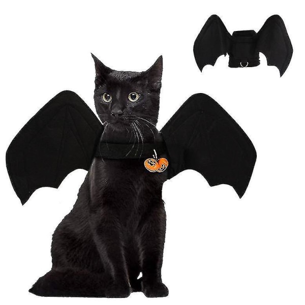 Halloween Pet Bat Wings Kissat Koirat Puku Musta Bat Wing Bell Hauskat vaatteet