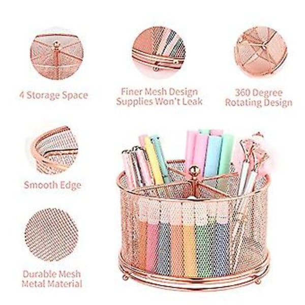 360° Roterende Pen Holder H R, Kunst Holder (med 4 Rum)( )