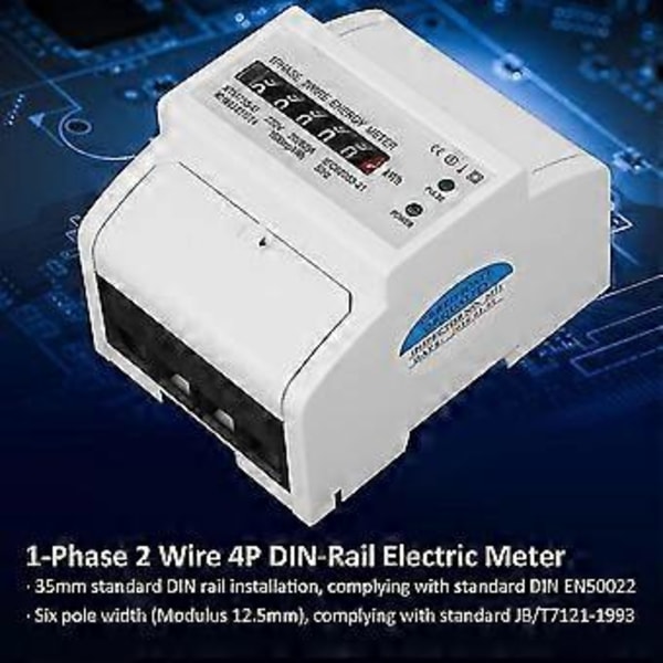 220v Multifunktionel Digital Enkeltfaset Elektrisk Energi Site Meter På Din Skinne Meter 2 Linje 4p (20(80) f