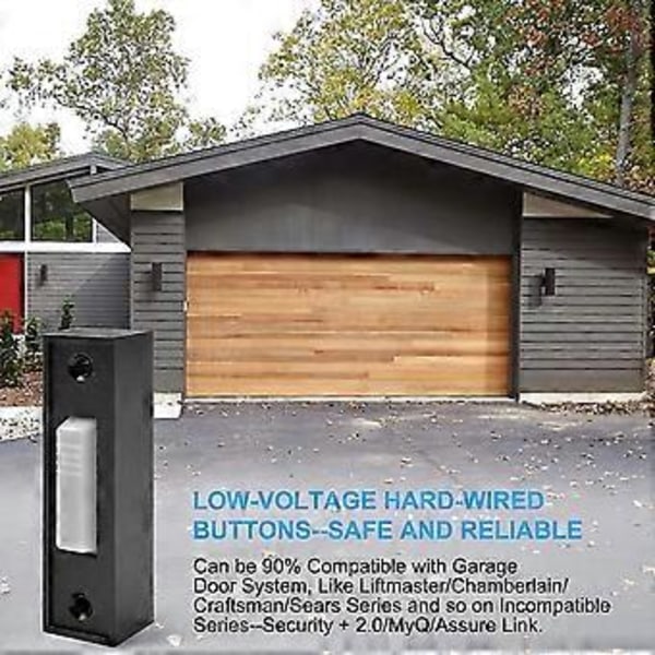 2 st Universal Garageportöppnare Väggmonterad Tryckknapp Svart Finish Med