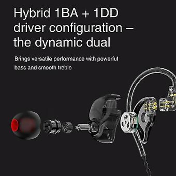 St1 1dd+1ba Hybrid Drive Unit In-ear Hörlurar 2pin 3.5mm Hifi Hängande Öra Löparring Järn Subwoofer Hörlurar Blå