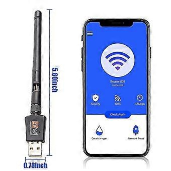 USB Trådløst Nettverkskort, WiFi Bluetooth USB Adapter For PC Trådløs Dongle 600Mbps Dual Band 2.4G/5.8G USB Wifi Adapter Wifi Dongle Wifi Mottaker For