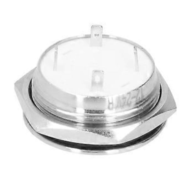 5 st Momentan Tryckknapp Metall Självåterställande Ultratunn Vattentät med LED 22mmDC3~6V Vit