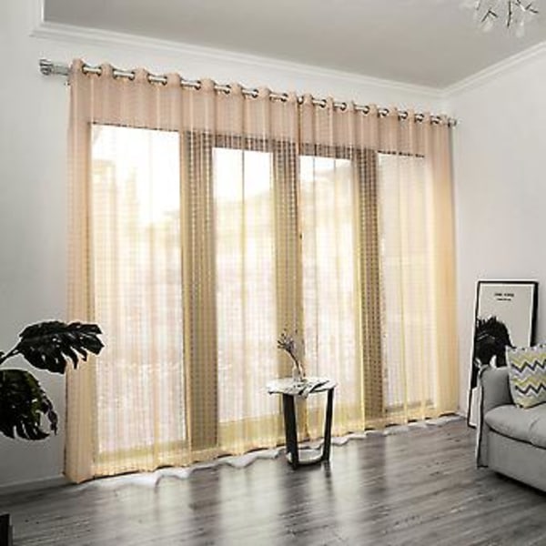 Polyester Fönster Tulle Voile Gardin Sovrum Vardagsrum Dekor (Beige)