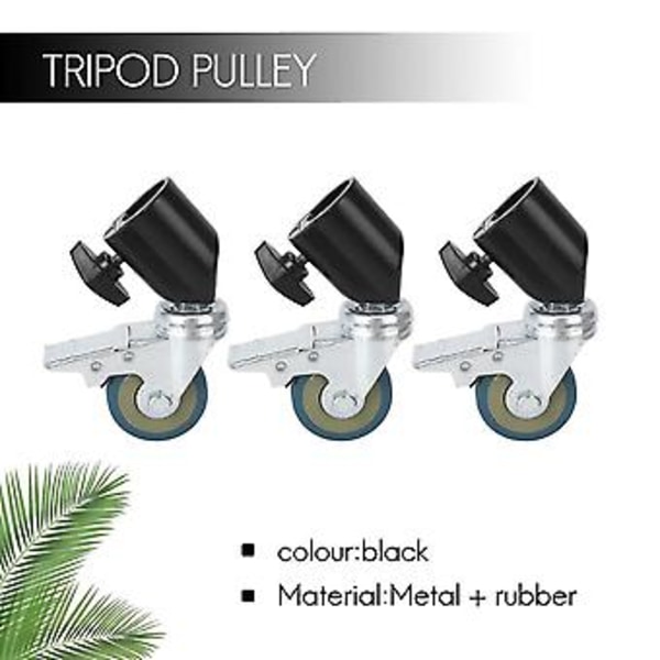 3 st 22mm Fotostudio Universal Hjul Stativ Trissa Kraftig För Ljusstativ/Studiobom