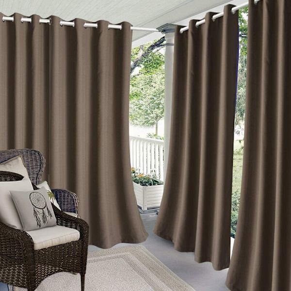 Utomhusgardin - Mörkläggningsgardiner och draperier Termiskt isolerade Anti vindvärme för Pergola Patio, Terrass, 210 B x H 230 cm H, Brun-DENUOT