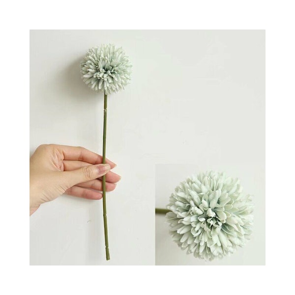 Artificial Flowers - 15 Pieces Fake Silk Chrysanthemum Ball Artificial Flowers Hydrangea Bridal Bouquet for Home Party Wedding Decoration (Green)