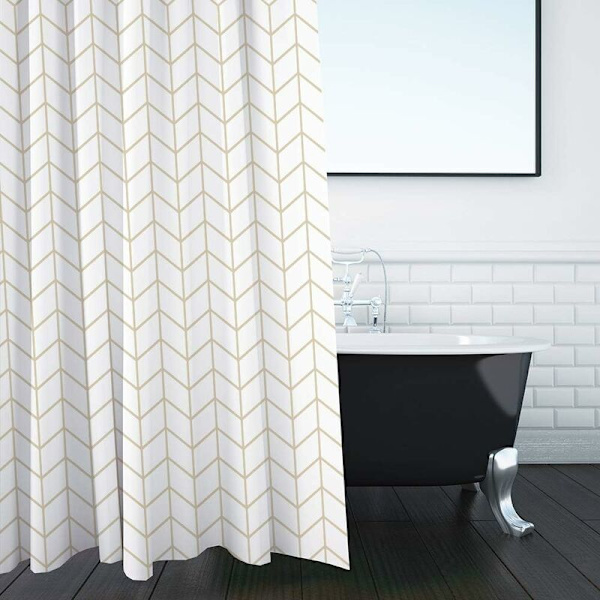 Bruseforhæng, modstandsdygtig over for skimmel og meldug, sildebensmønster 180 x 200 cm 100 % polyester