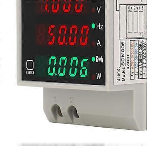 Digital Strømmåler Energi Monitor Spænding Strøm Effekt Frekvens Tester AC 80300V 0100A
