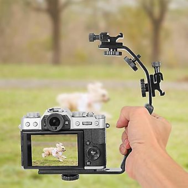 Kamera L-fäste Videogrepp L-fäste Dubbelt Blixtskofäste 1/4 tums Tr-skruv,