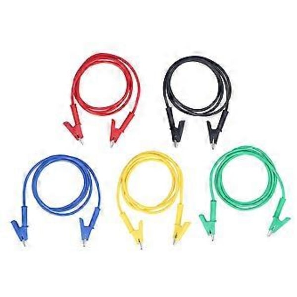 5 st Krokodilklämma Testkabel Dubbeländad 10 mm Öppning Testkabel Tråd för Batteri Fordon