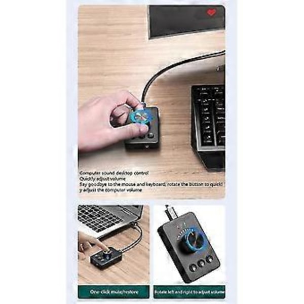 USB-äänenvoimakkuuden säädin, ulkoinen USB-äänikortti, Bluetooth 5.1 -lähetin, ei vaadi ohjainta (Windowsille