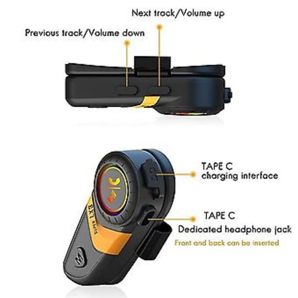 Lx3 Hjelm Bluetooth Bt5.0 Trådløst Headset 1200mah Gul
