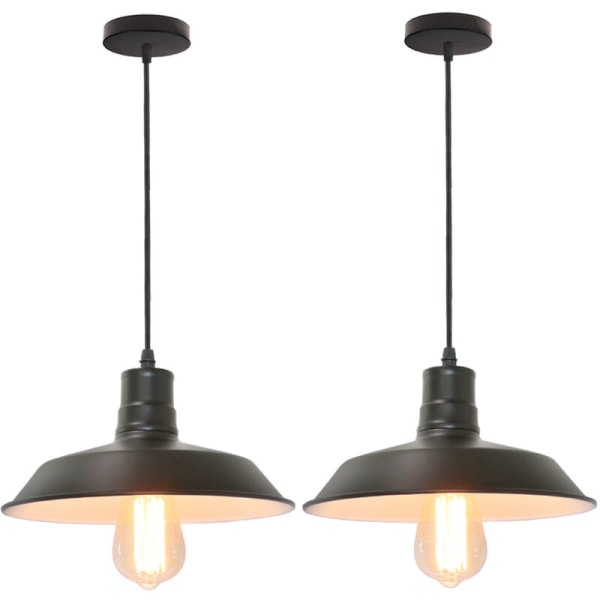 Modernt takhängande ljus metall hängande lampa justerbar ljuskrona svart och vit 2 st