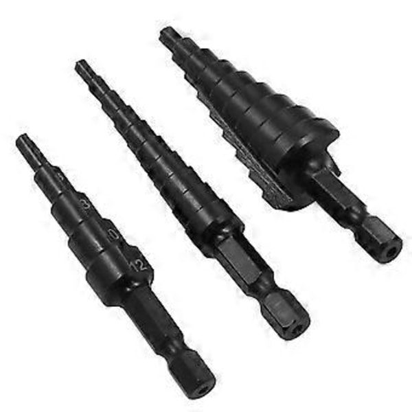 4 st 3-12 4-12 4-20mm HSS Rakt Spår Stegborr Nitrid Twist Borr Trä Metall Hålsåg Kärnborrverktyg