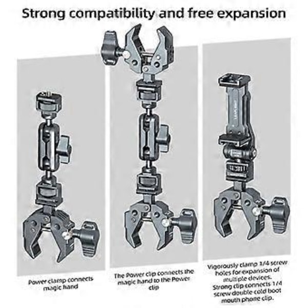 Multifunktionell Krabbklo Superklämma med Bas Kraftfull Fixerad Klämma för DSLR Kamera Monitorer Mikrofon LED-lampor-A