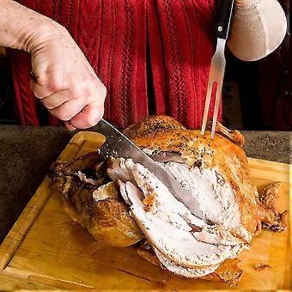 2 Stykker Kødgaffel i Rustfrit Stål, med Plastikhåndtag Serverings Grillgaffel (h-4)