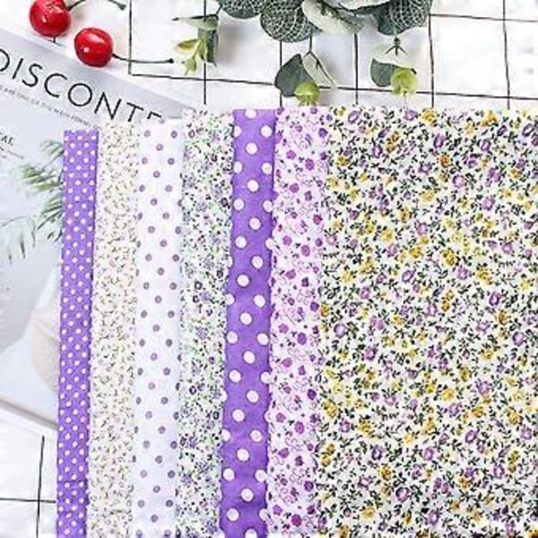 7 st 25*25cm Bomullstyg DIY Blandade Rutor Förklippt Sängkläder Kit Kvartals Bundle Lila Prick