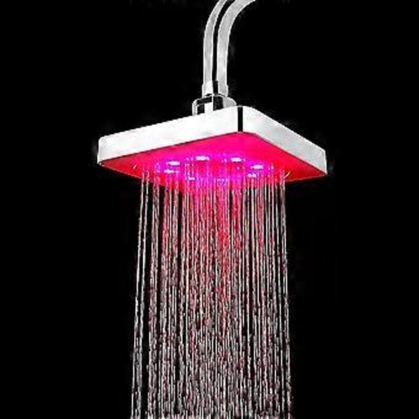 LED Dusjhode Uten Batterier 3 Farger Temperatur Sensor Firkantet Fast Dusjhode Regnfall Topp Spray 7 Farger Gradvis Endring