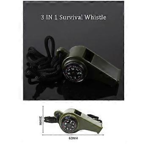 3 i 1 Nödsignal Visselpipa Kompass Termometer Cheerleading Visselpipa Camping Vandring Utrustning 2-pack