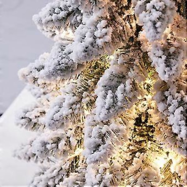 Pöytämallinen joulukuusi lumipeitteellä, keinotekoinen joulukuusi, mini joulukuusi lampulla ja puupohjalla