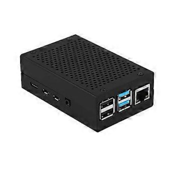 Beskyttende aluminium sølvfarvet sort etui / kasse / kabinet til Raspberry Pi 4B