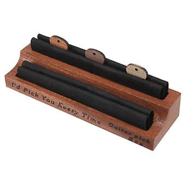 Gitarrplektrumhållare Set med 3 Träplektrum, Naturligt Trä Gitarrplektrum Displayfodral Mini Gitarrförvaring