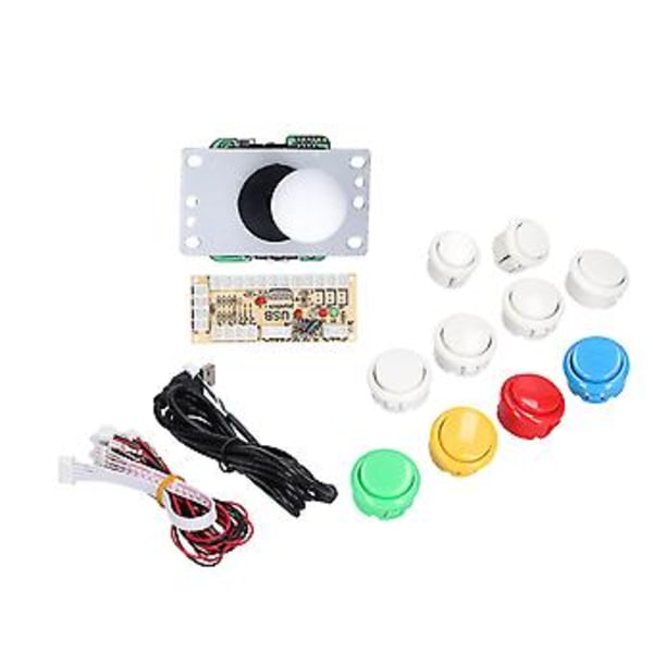 DIY Spelkonsol Kit Enkel Elektroplätering Rocker LED-knappar Set för Arkadspelskonsol Enkelt Set Vit