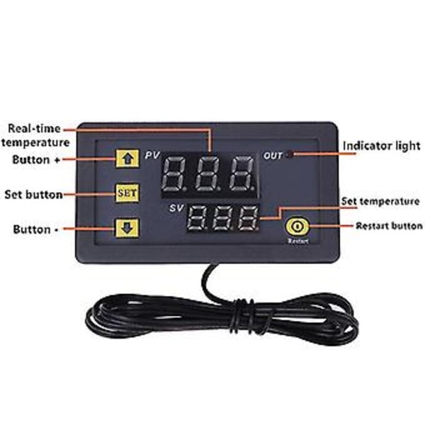 W3230 AC- Probe Line 20a Digital Temperatur LED Display Tat Med /in