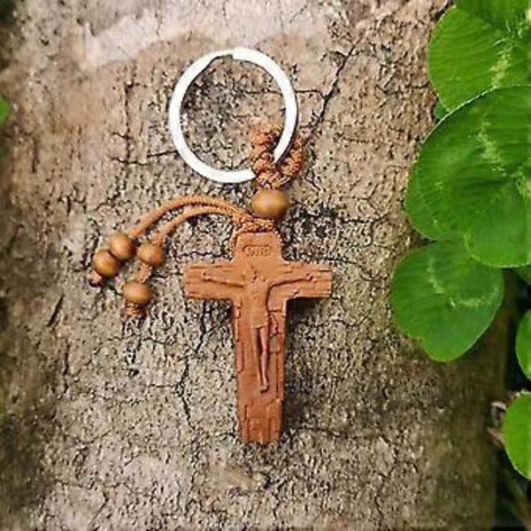 Jeesus Risti Avaimenperä Puinen Riipus Avaimenperä Laukku Koriste Yksinkertainen Auton Avaimenperä