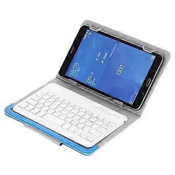 10 tuuman langaton Bluetooth-näppäimistö jalustalla PU-nahkakotelo Windowsille, Androidille ja IOS:lle, sininen
