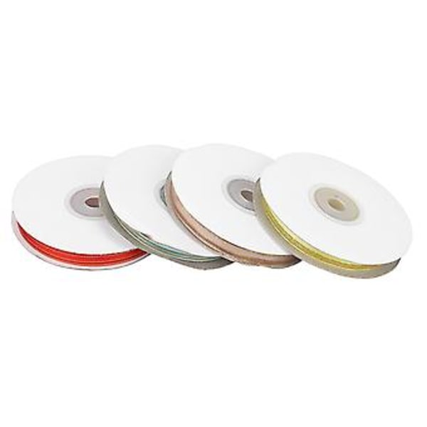 4 st Band Chiffong Guld Kant 9mm Bredd 4 Färger 22m Längd Set Kit för Tillbehör DIY