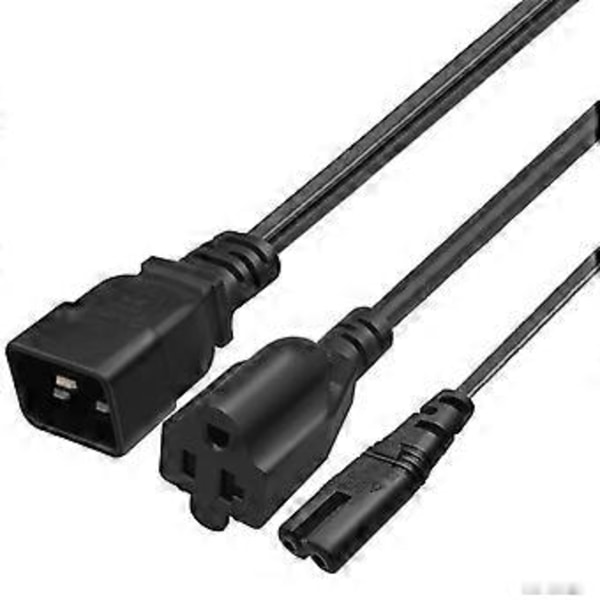 IEC 320 C20 Hane till C7 + NEMA5-20R Hona Splitter Adapter Kabel 0.3 m