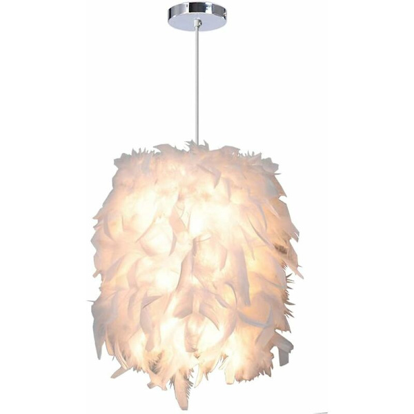 Modern hängande lampa fluffig vit fjäder taklampa lampskärm för fest bröllopsdekoration