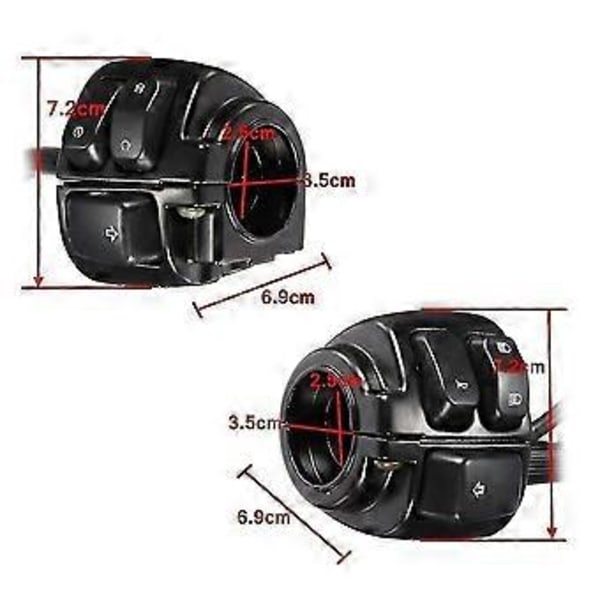 1 Par Motorsykkel Styrekontroll Lysbryter (25mm) Med Ledningsnett For