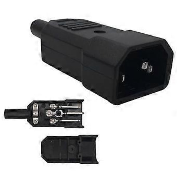 IEC C14 Hanstik Omløbelig Strømstik 3-benet IEC-C14 Stik Computer Strømkabel Adapter 10A 250V Sort Stik